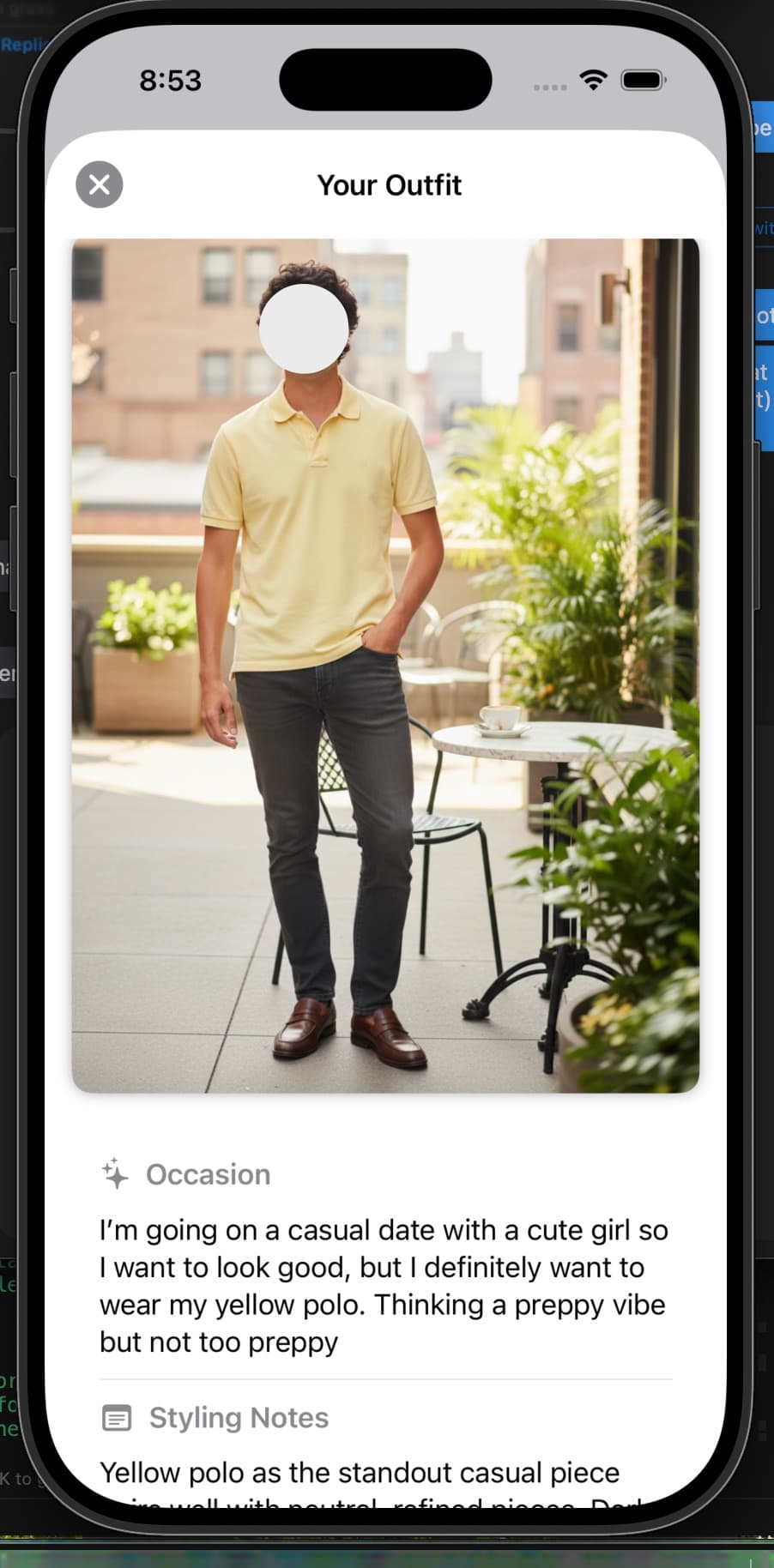 Wardrobe grid with clothing items