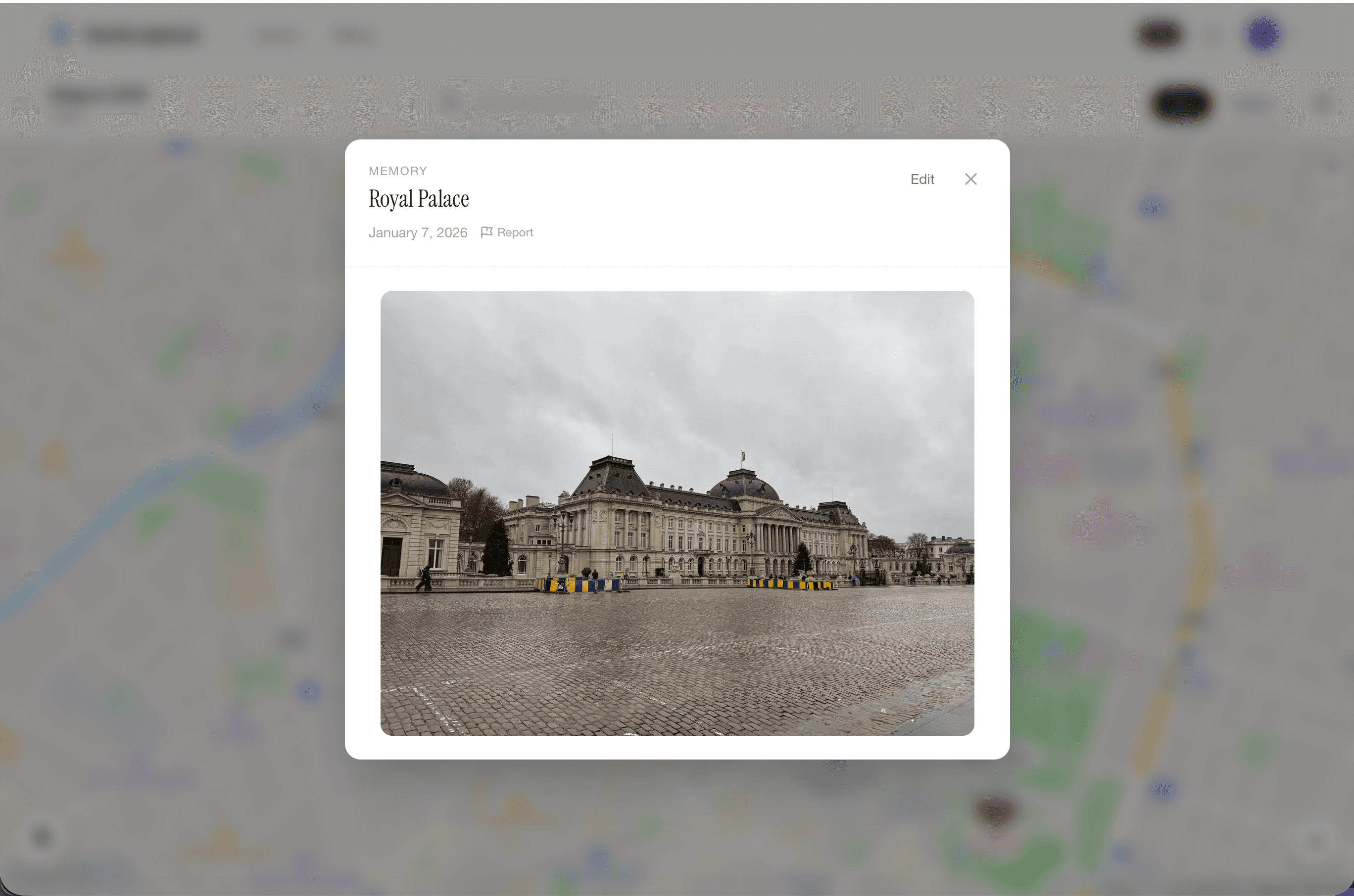 Photo expanded on the map with caption